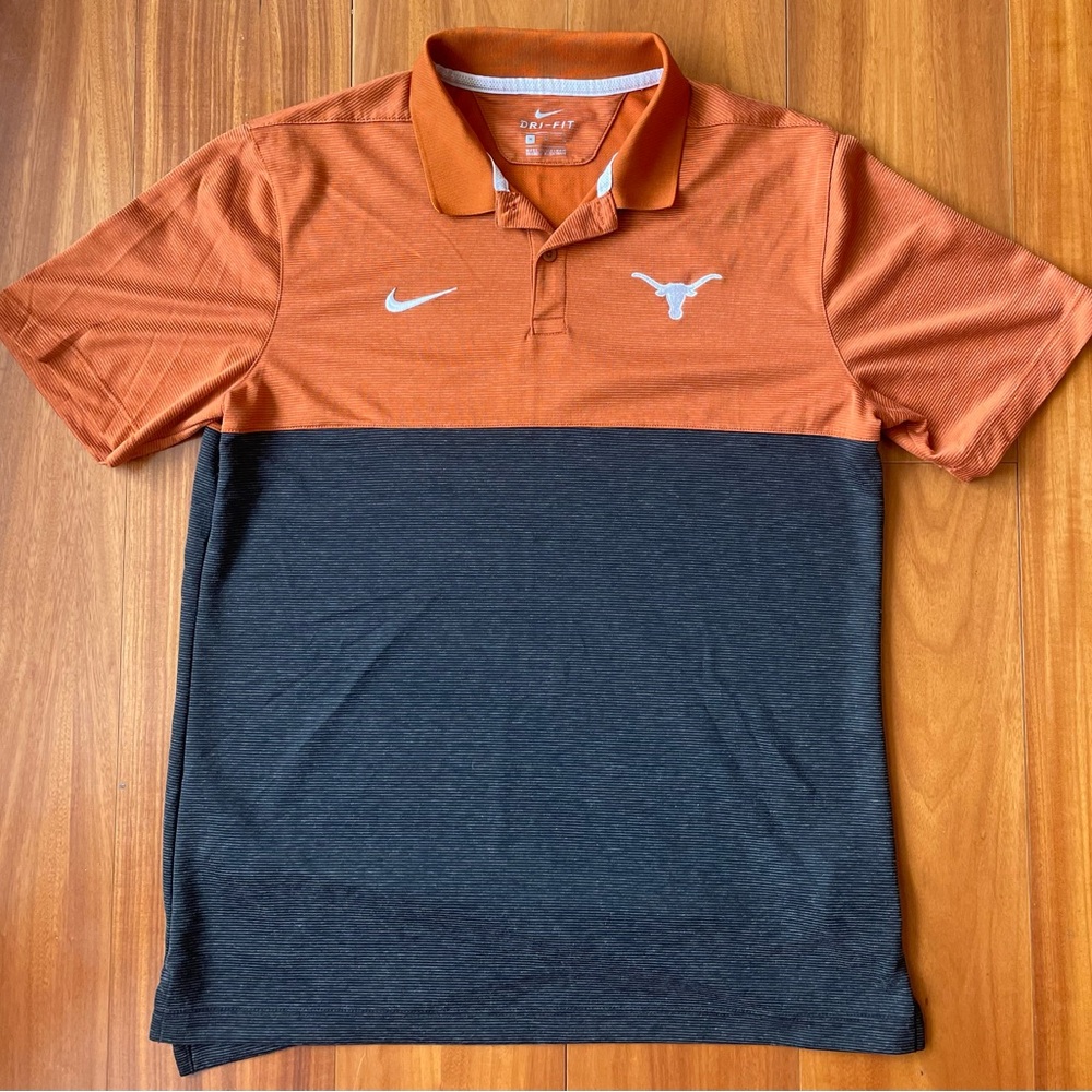 Nike Men's Burnt Orange and Charcoal UT Austin Longhorn Polo Shirt